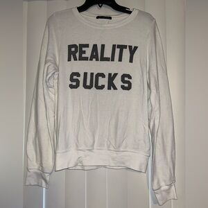 WILDFOX White “Reality Sucks” Sweater